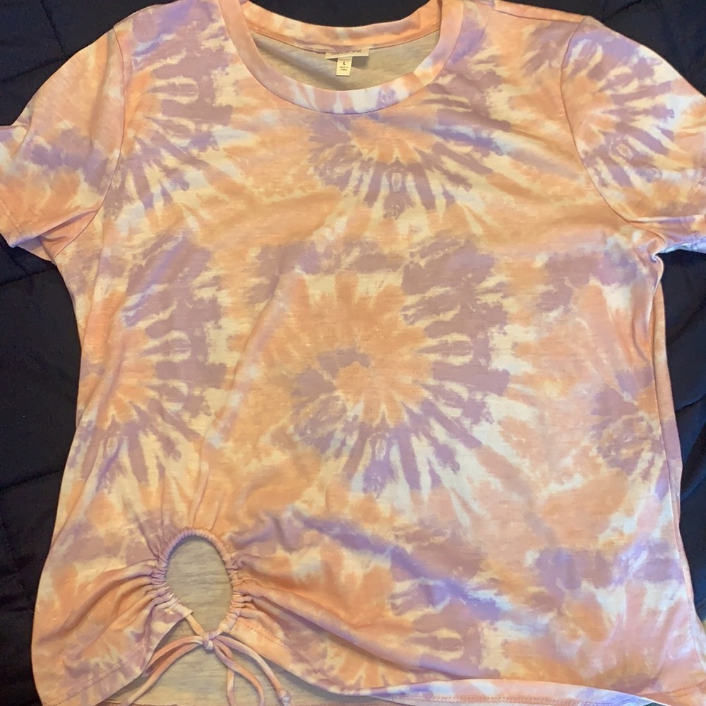 Tie dye cut-out shirt